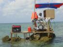 In 2007, BS7H DXpedition team members such as Bob Vallio, W6RGG, operated from wooden platforms mounted atop each of the reef’s four rocks that are exposed during high tide.